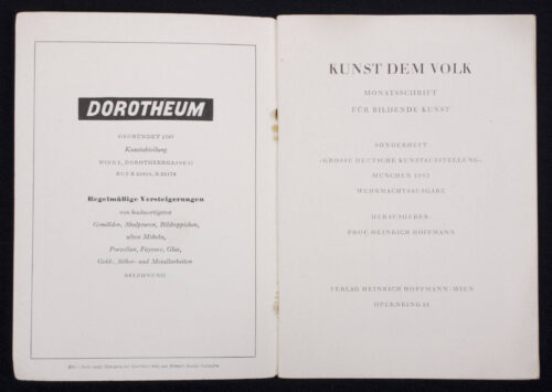 Brochure Kunst Dem Volk Wehrmachtsausgabe