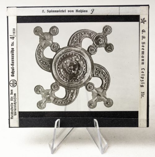 WWII German cultural box with 10 glass rune and pagan slides - very rare!