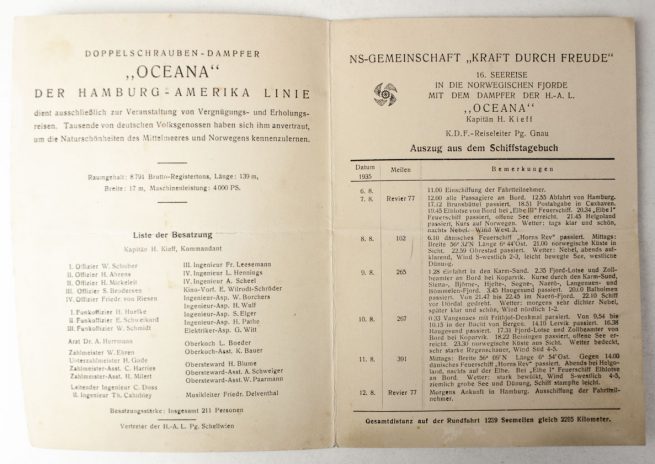 NS - Gemeinschaft Kraft durch Freude Hamburg Amerika Linie (Dampfer Oceana)