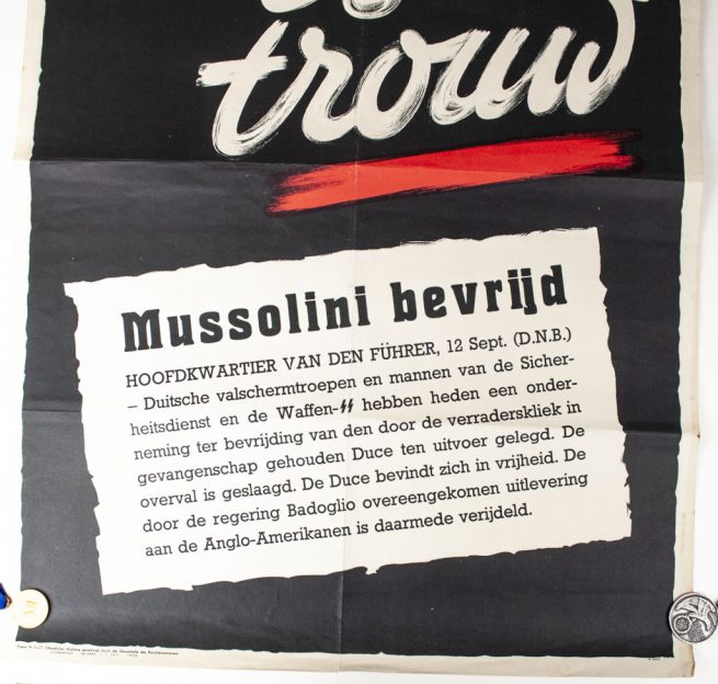 Waffen SS / Dutch SS poster - Eer is Trouw (about the liberation of Mussolini by Otto Skorzeny)