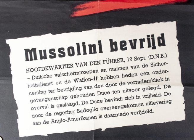 Waffen SS / Dutch SS poster - Eer is Trouw (about the liberation of Mussolini by Otto Skorzeny)