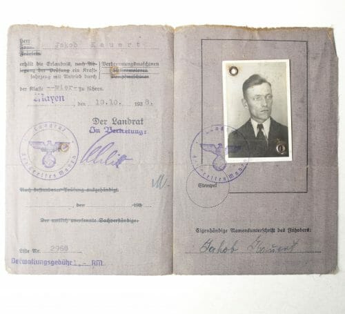 Führerschein 1938 (Drivers Licence) with photo
