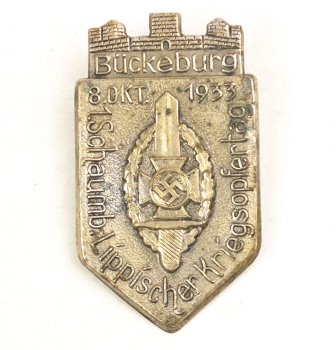 1. Schaumburg Lippischer Kriegsopfertag 8. Oktober 1933 Bückeburg badge
