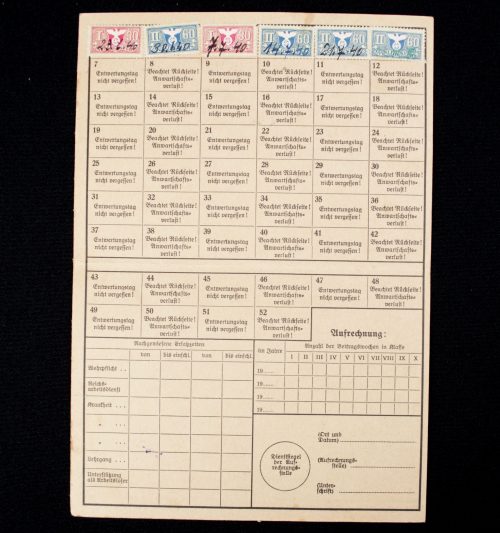 Quittungskarte - Invalidenversicherung (including stamps)