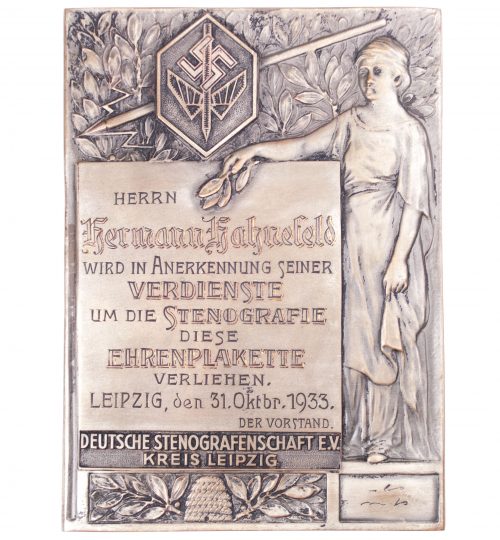 Deutsche Stenografenschaft Ehrenplakette 1933