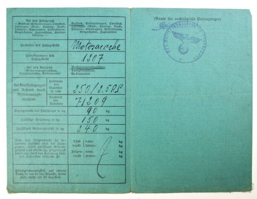 Kraftfahrzeugschein (from the Saar gebiet)