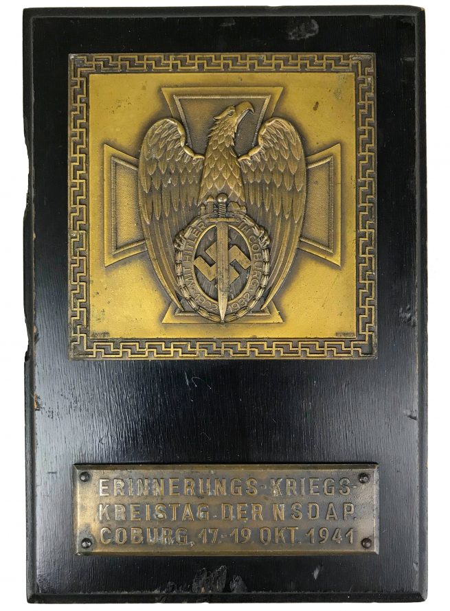 Coburg badge commemorative plaque 1941