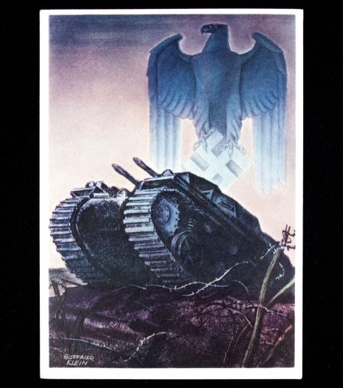 Postcard Gottfried Klein - Panzer (postally sent)