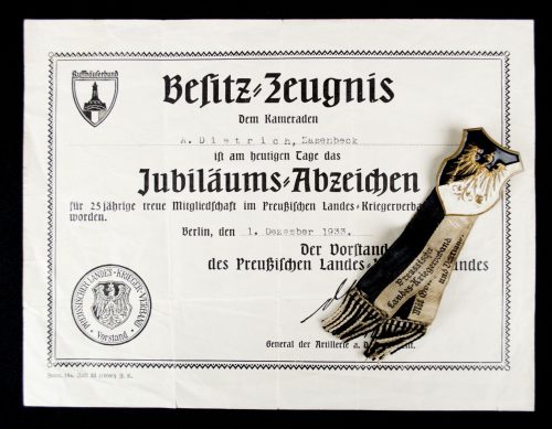 Preussischer Landeskriegerverband citation + Frontkämpfer Ehrenkreuz urkunde + both medals