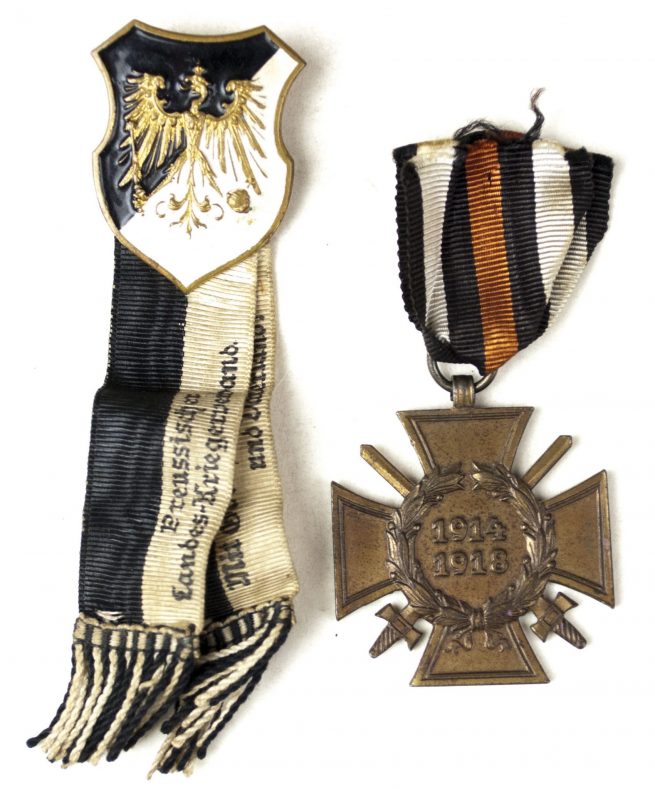 Preussischer Landeskriegerverband citation + Frontkämpfer Ehrenkreuz urkunde + both medals