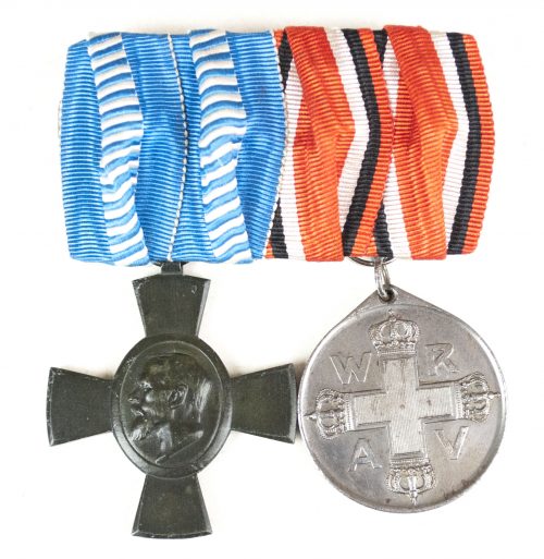 WWI Bavaria medalbar with König Ludwig Kreuz + Rote Kreuz Medaille 3.Klasse 1898