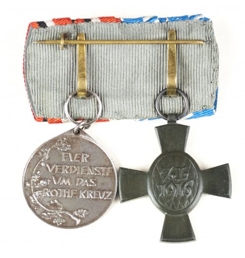 WWI Bavaria medalbar with König Ludwig Kreuz + Rote Kreuz Medaille 3.Klasse 1898