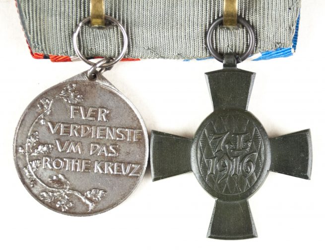 WWI Bavaria medalbar with König Ludwig Kreuz + Rote Kreuz Medaille 3.Klasse 1898