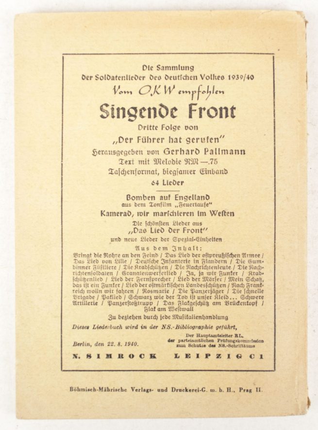 N. Simrock, Blaujacken Lieder, Der Fuhrer hat Gerufen (1941)