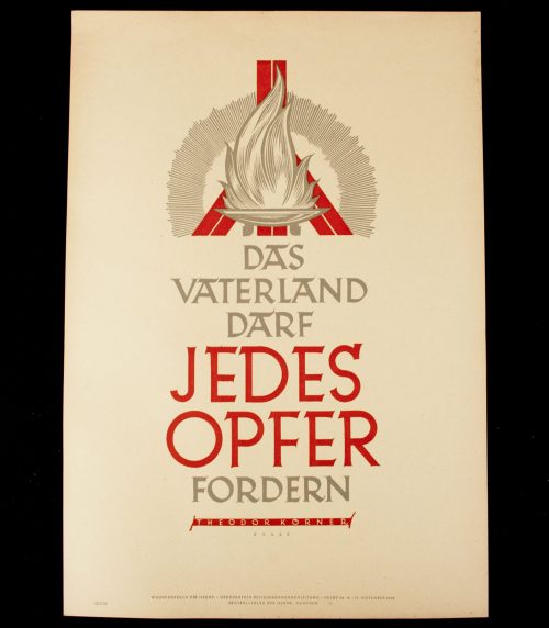 WWII German NSDAP Wochenspruch (propaganda miniposter) – Das Vaterland/Theodor Körner