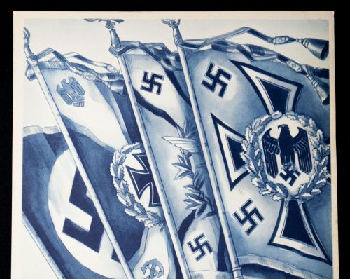 WWII German NSDAP Wochenspruch (propaganda miniposter) – Fahnen und Standarten