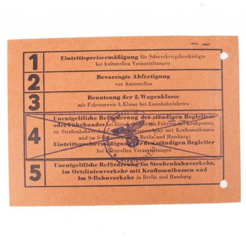 Waffen SS - Schwerkriegsbeschädigtenausweis