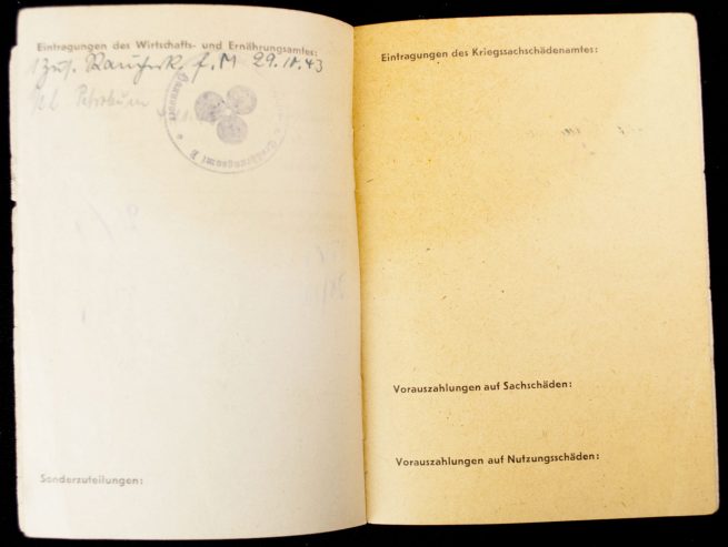 Bombenpass Ausweis für Fliegergeschädigte (1943)