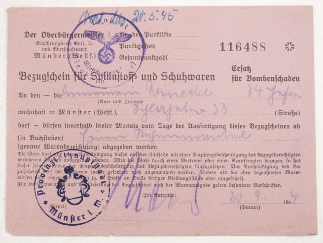 German WWII Reichskleiderkarte map with documents