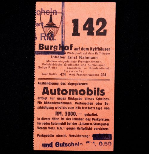Kyffhäuserbund Monument (Mahnmal) ticket mid 1930's