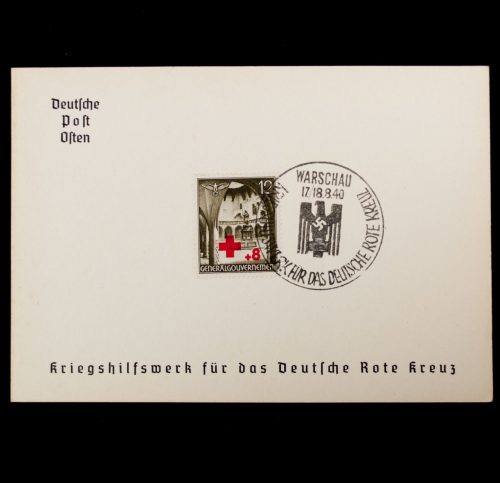 Postcard Deutsche Post Osten Kriegshilfswerk für das Deutsche Rote Kreuz Gedenkblatt Warchau
