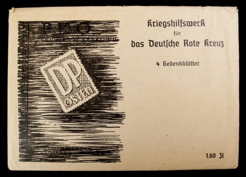 Postcards: (DRK) Enveloppe + postcards: Kriegshilfswerk für das Deutsche Rote Kreuz 4 Gedenkblätter