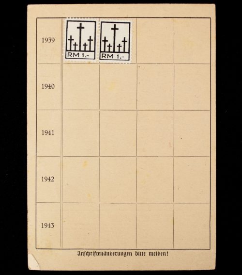 Volksbund Deutsche Kriegsgräberfürsorge E.V. Mitgliedskarte (1940)
