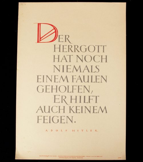 WWII German NSDAP Wochenspruch (propaganda miniposter) – Adolf Hitler