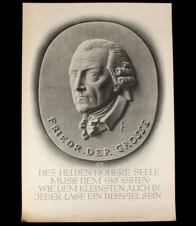 WWII German NSDAP Wochenspruch (propaganda miniposter) – Friedrich der Grosse