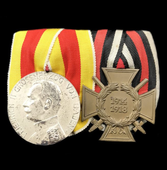 Baden medalbar with Baden Verdienstmedaille + Frontkämpferkreuz