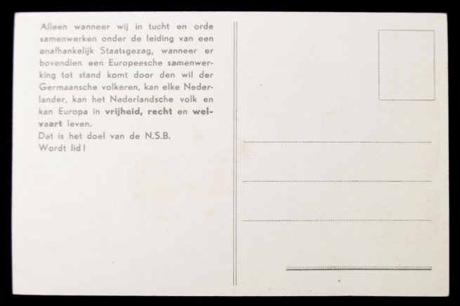 NSB Postcard "Vrijheid Recht Welvaart" + 2 matching closing stamps