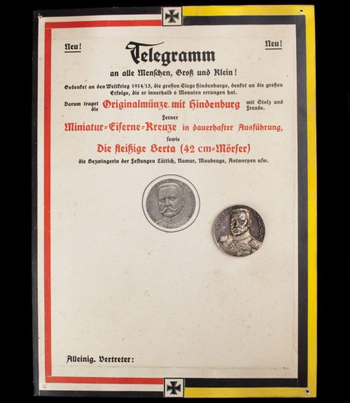 WWI - Originalmünze Mit Hindenburg / Hindenburg commemorative coin + paper