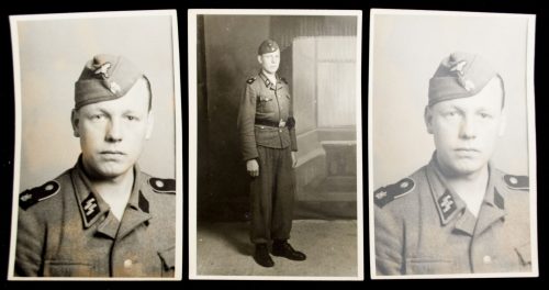 Waffen SS group Freiwilligen-Annahmelist + 3 uniform photo's.