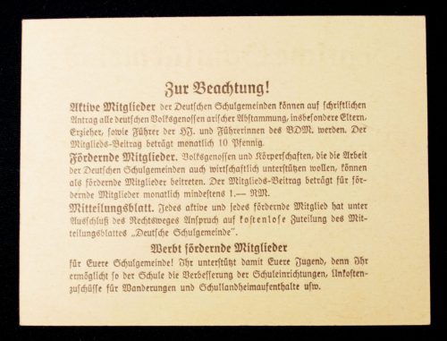 Deutsche Schulgemeinde Mitgliedskarte Volksschule Trier
