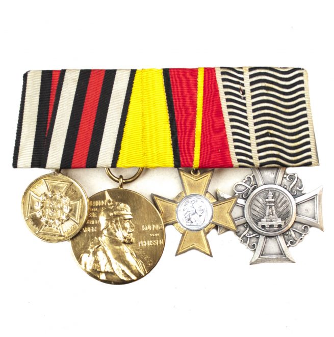 Ordensspange / Medalbar Baden with Kriegsverdienstkreuz, Kyffhäusercross, 1871 medal, Centenary medal