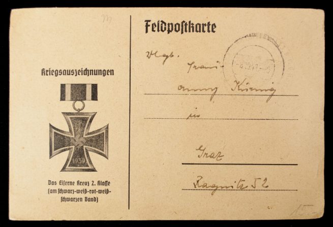 Postcard: Kriegsauszeichnungen Feldpostkarte - Das Eiserne Kreuz 2. Klasse