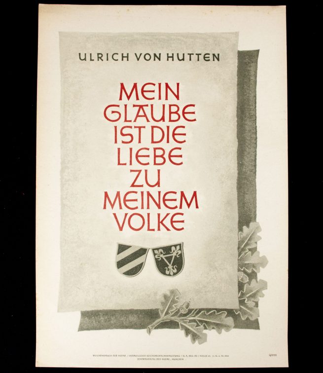 WWII German NSDAP Wochenspruch (propaganda miniposter) – Ulrich von Hutten