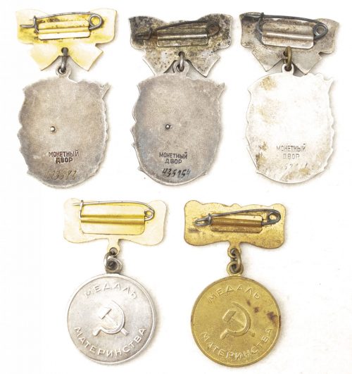 Russian Motherhood (1st, 2nd, 3rd class) & Maternity (1st, 2nd class) medals