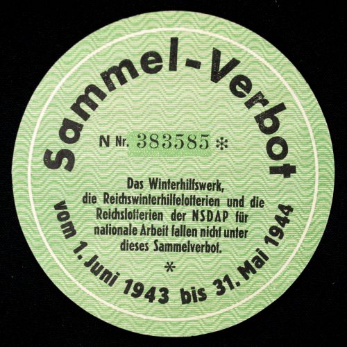 WHW Sammelverbot 1943-1944 Türplakette