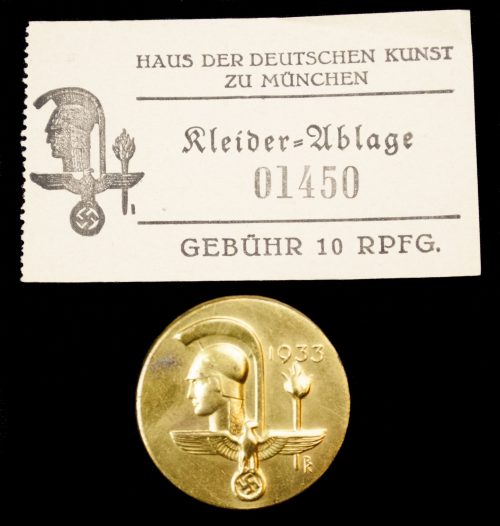 Haus der Deutschen Kunst 1933 abzeichen + entrance ticket