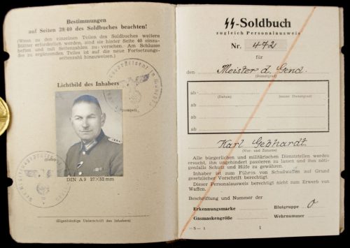 SS Soldbuch Meister der Gendarmerie 1944-1945 (many medals)