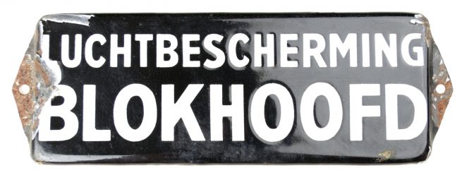 WWII Luchtbeschermingsdienst (LBD) doorshield "Blokhoofd Luchtbescherming" from Arnhem
