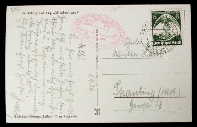 Postcard Zeppelin Aufstieg LZ129 Hindenburg