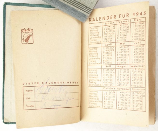 WWII German Taschen-Notiz-Kalender 1945