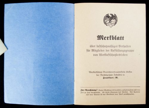 Werkluftschutzbetrieben (Luftschutz) Merkblatt booklet (rare!)