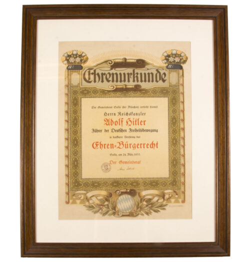 Adolf Hitler Honorary Citizenship Citation of Solln