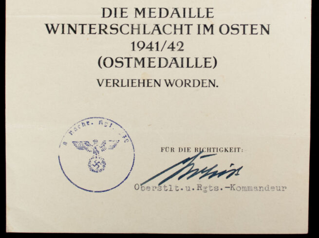 Two citations (Kreigsverdienstkreuz + Ostmedaille) from 9. A.N.R. 570