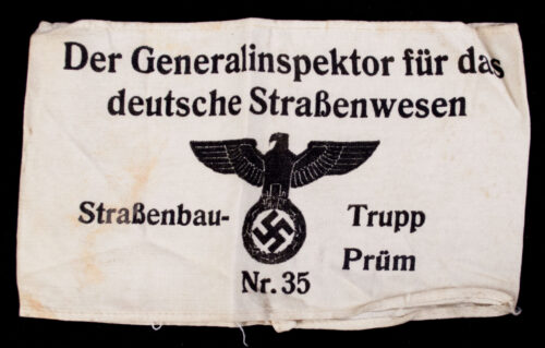 Armband Der Generalinspektor für das deutsche Strassenwesen Strassenbau Trupp Prüm Nr.35