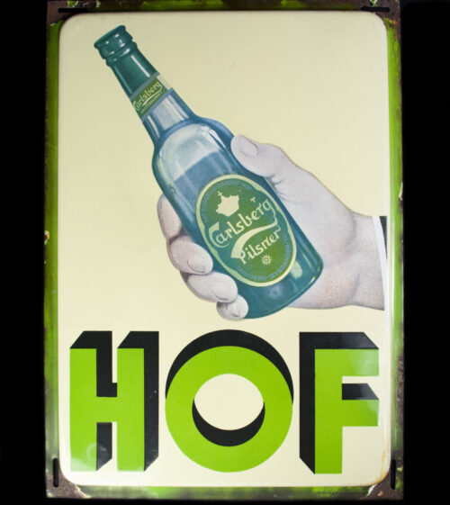 (Denmark) Carlsberg HOF Beer enameld shield with swastika (1930's)