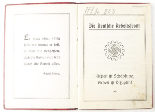 Deutsche Arbeitsfront (DAF) Mitgliedsbuch